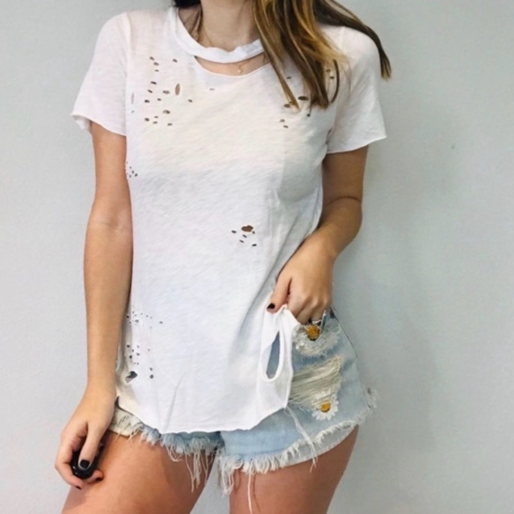 Emory Park Nude Distressed Tee